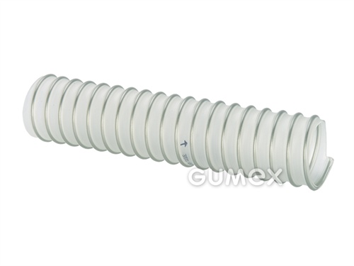 Potravinová hadica pre farmáciu AIRDUC PUR-INOX 351 FOOD-AS, 38/46mm, FDA, 1,795bar/-0,43bar, Pre-PUR (éterická báza), -40°C/+90°C, transparentná/nerezová špirála